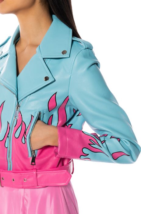 ALL THE TIME IN THE WORLD FLAME MOTO in blue multi