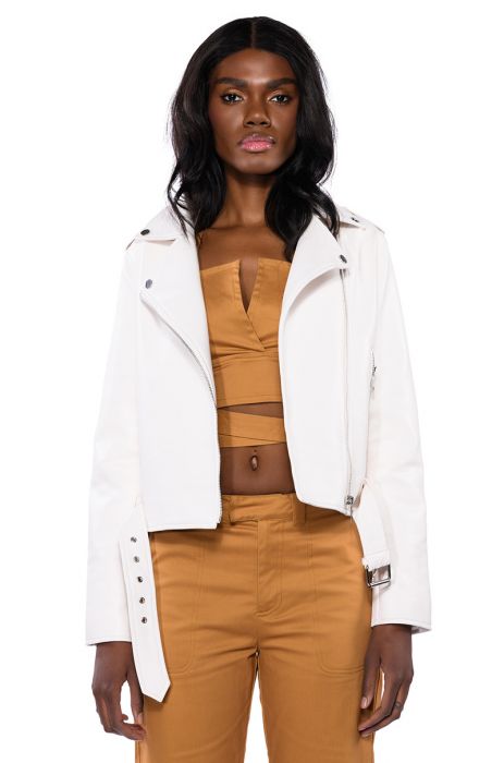 ALTER EGO ESSENTIAL MOTO JACKET IN BEIGE