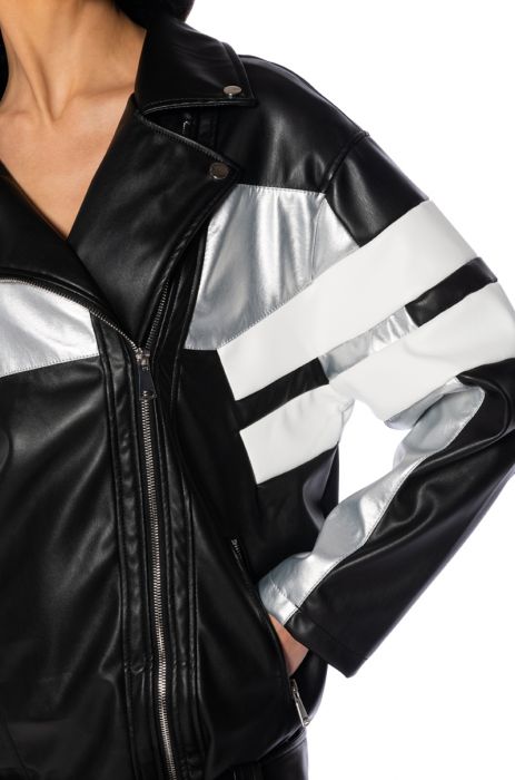 ASH OVERSIZED MOTO JACKET in black multi