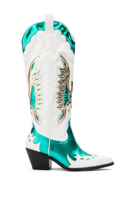 AZALEA WANG SHOW ME OFF COWBOY BOOT IN GREEN