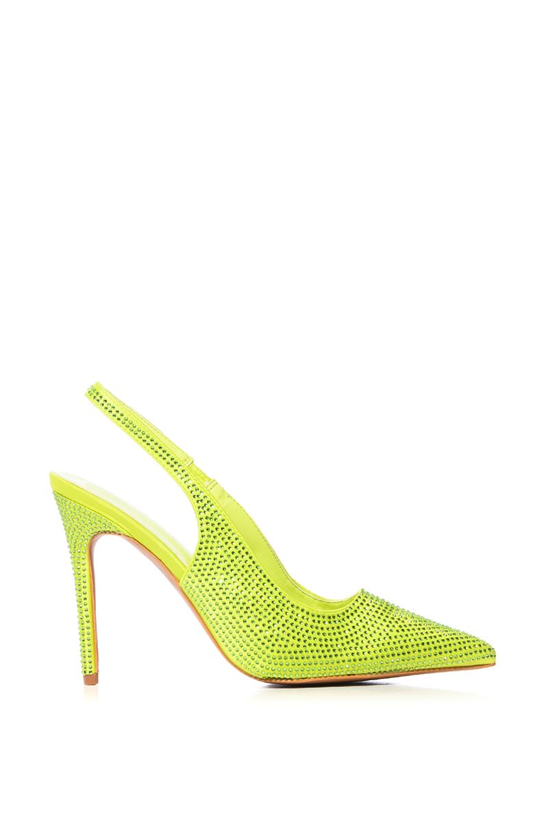 AZALEA WANG ATLANTIC CITY RHINESTONE SLINGBACK PUMP IN GREEN