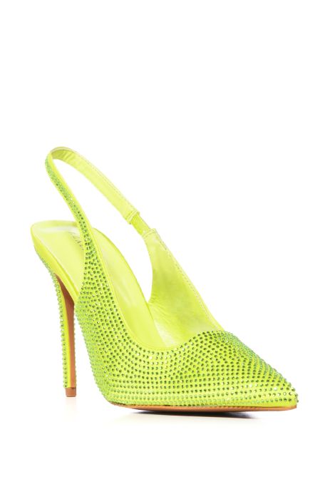 AZALEA WANG ATLANTIC CITY RHINESTONE SLINGBACK PUMP IN GREEN