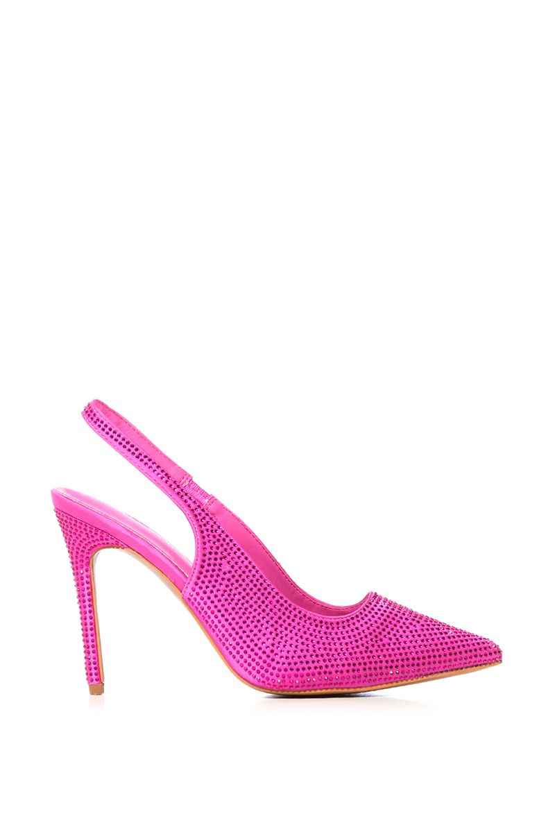 AZALEA WANG ATLANTIC CITY RHINESTONE SLINGBACK PUMP IN PINK