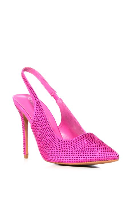 AZALEA WANG ATLANTIC CITY RHINESTONE SLINGBACK PUMP IN PINK