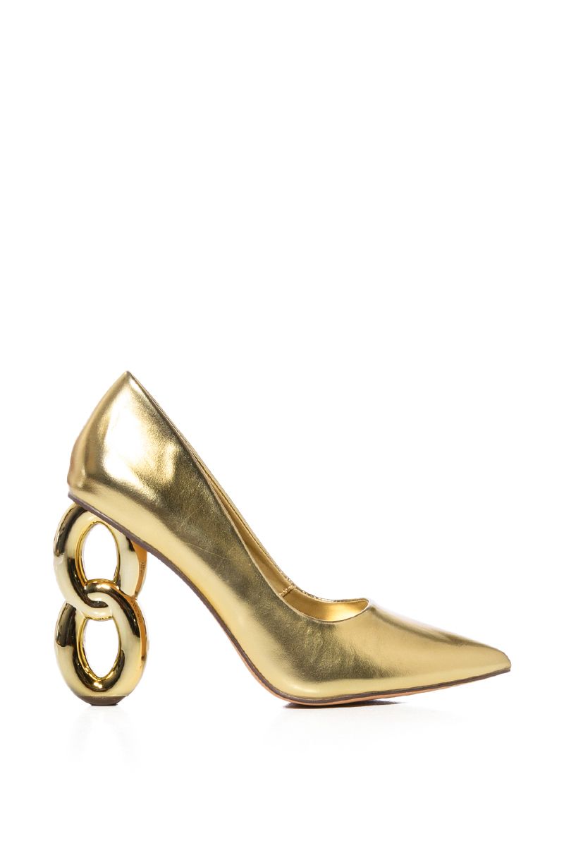 AZALEA WANG CASIANE GOLD NOVELTY HEEL PUMP