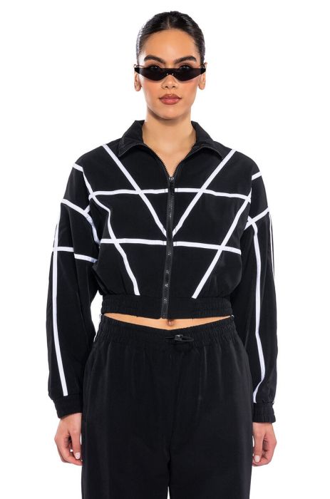 AZALEA WANG CROP TRACK JACKET IN BLACK