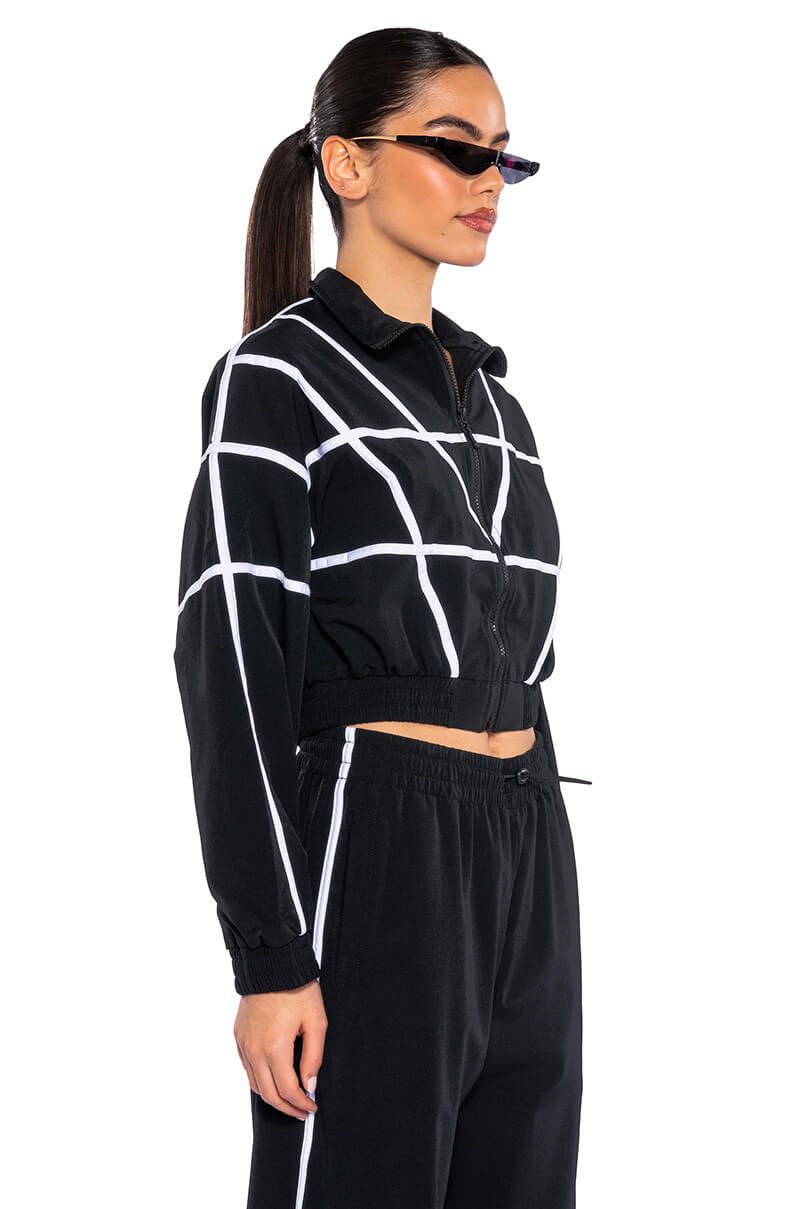 AZALEA WANG CROP TRACK JACKET IN BLACK