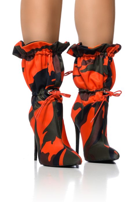 AZALEA WANG EAGLES SLOUCH STILETTO BOOTIE IN CAMO