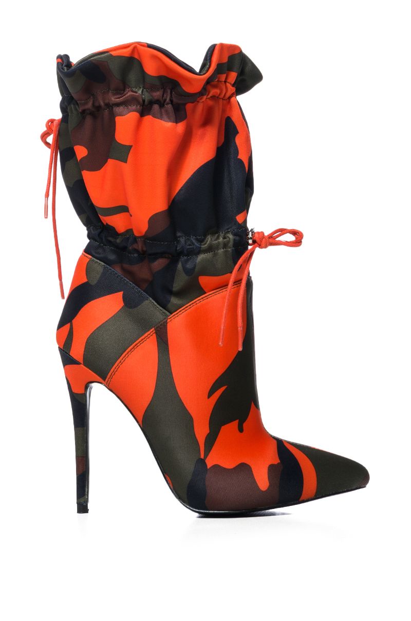 AZALEA WANG EAGLES SLOUCH STILETTO BOOTIE IN CAMO