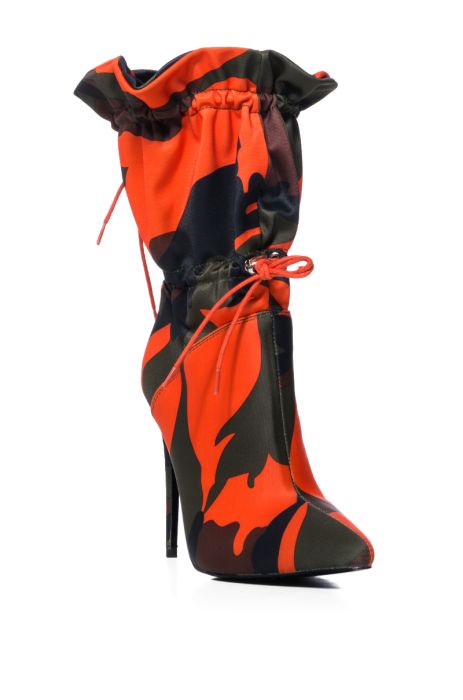 AZALEA WANG EAGLES SLOUCH STILETTO BOOTIE IN CAMO