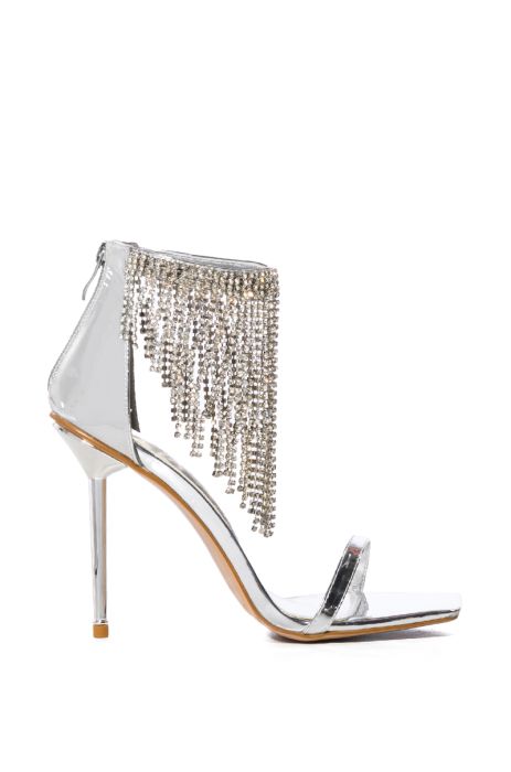 AZALEA WANG EMPRESS SILVER RHINESTONE DRAPE SANDAL IN SILVER