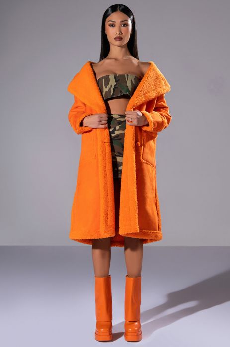 AZALEA WANG ENDLESS LOVE ORANGE TEDDY TRENCH