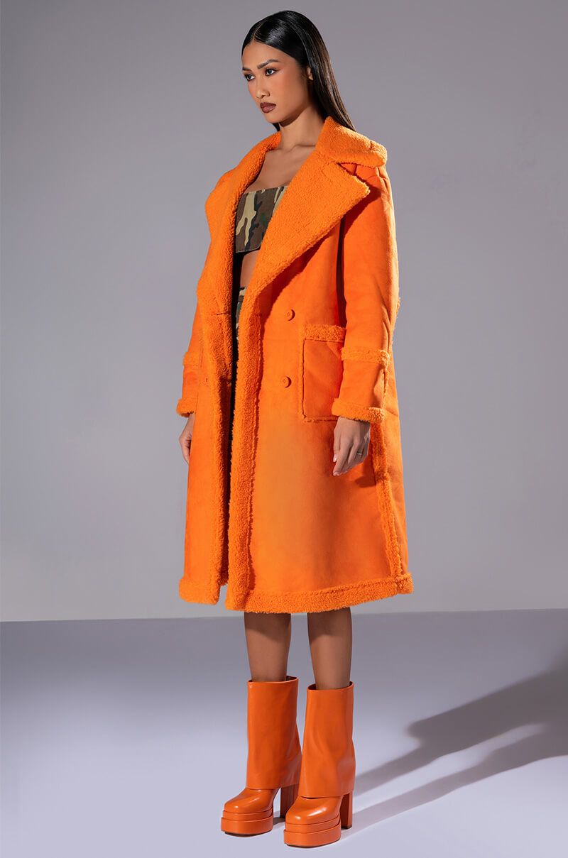 AZALEA WANG ENDLESS LOVE ORANGE TEDDY TRENCH