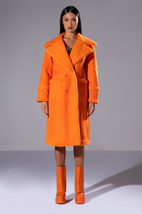 AZALEA WANG ENDLESS LOVE ORANGE TEDDY TRENCH