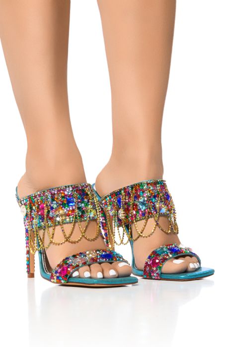 AZALEA WANG ENVIE MULTI GEMSTONE JEWEL DRAPE SANDAL