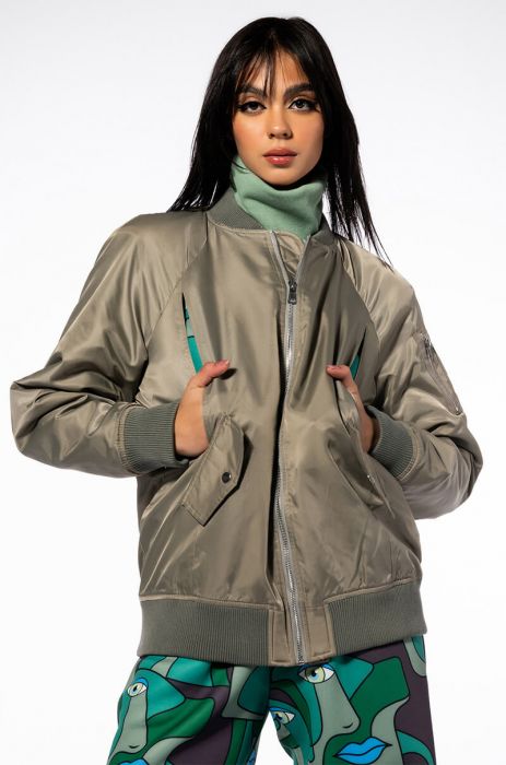 AZALEA WANG GET REAL DARLING PONCHO FLIGHT BOMBER in olive