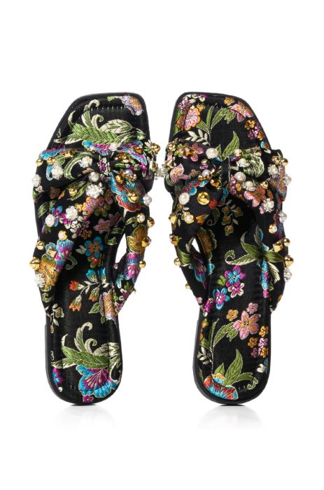 AZALEA WANG IN THE GARDEN EMBELLISHED SLIDES IN BLACK