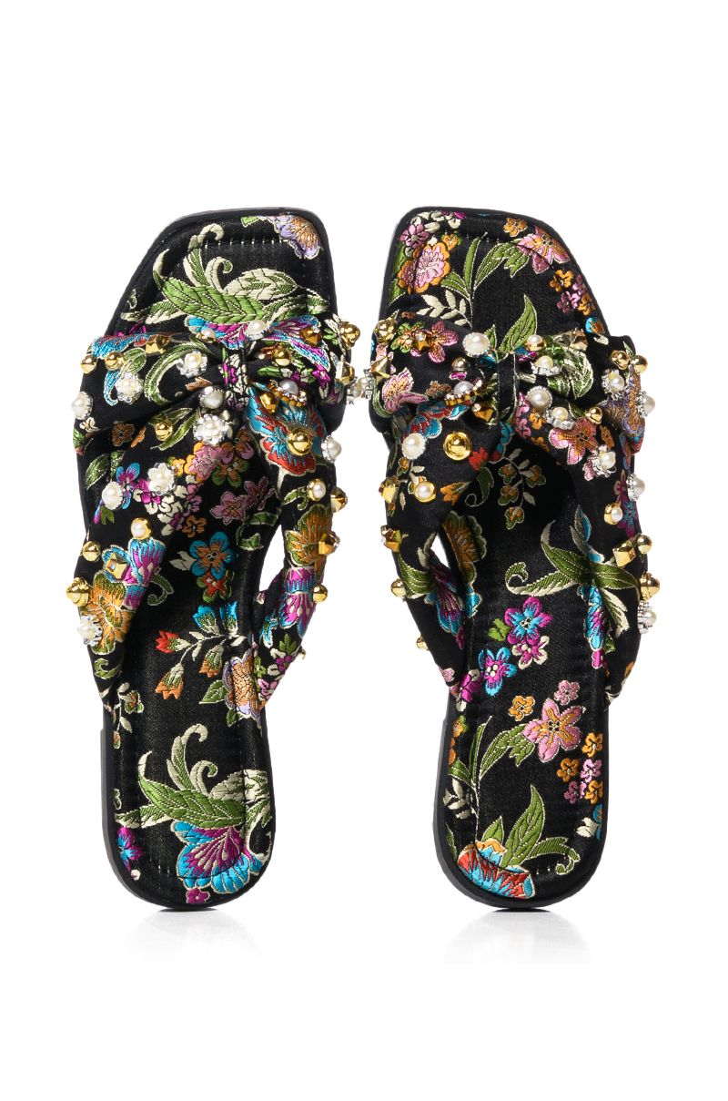 AZALEA WANG IN THE GARDEN EMBELLISHED SLIDES IN BLACK