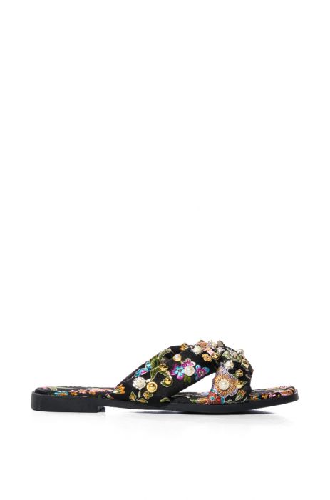 AZALEA WANG IN THE GARDEN EMBELLISHED SLIDES IN BLACK