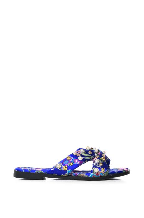AZALEA WANG IN THE GARDEN EMBELLISHED SLIDES IN BLUE