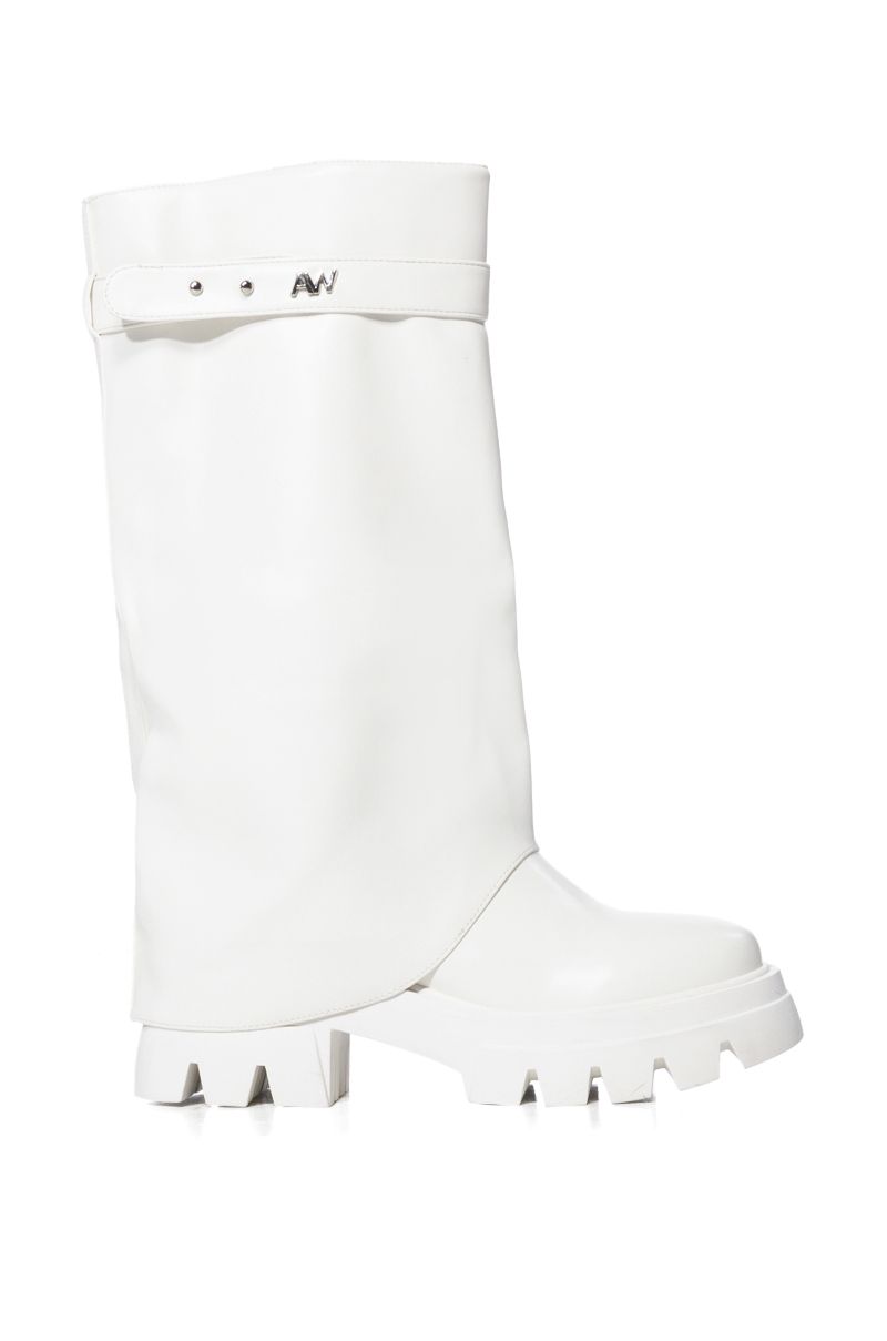 AZALEA WANG JET FOLD OVER FLATFORM BOOT IN WHITE