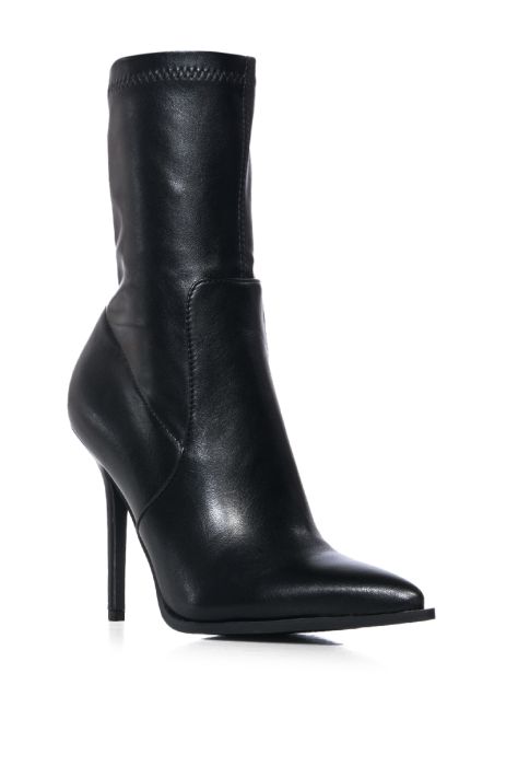 AZALEA WANG KATHERINE PU STILETTO BOOTIE IN BLACK