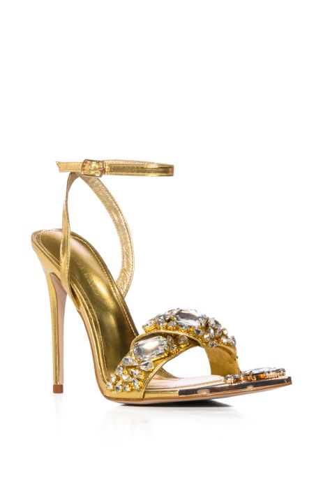 AZALEA WANG KEEP IT SWEET STILETTO SANDAL IN GOLD