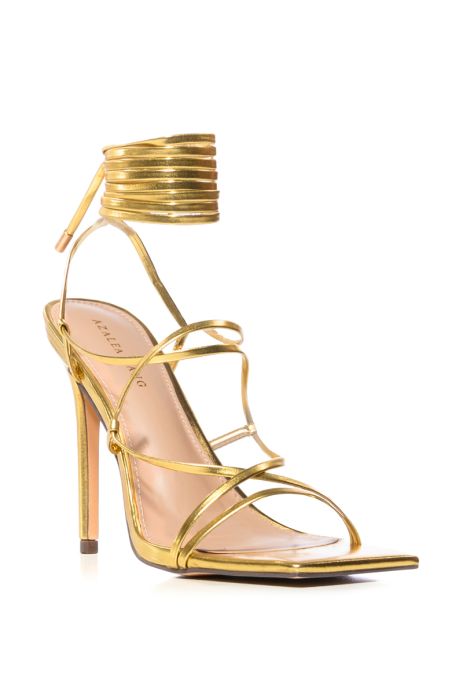AZALEA WANG LAURA GOLD STRAPPY STILETTO SANDAL