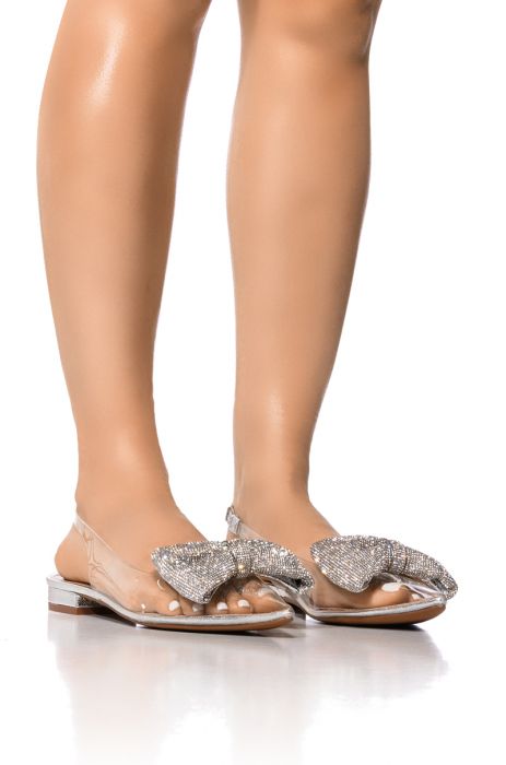 AZALEA WANG LOULOU CLEAR PVC BALLET FLAT IN SILVER