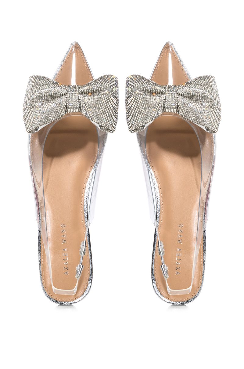 AZALEA WANG LOULOU CLEAR PVC BALLET FLAT IN SILVER