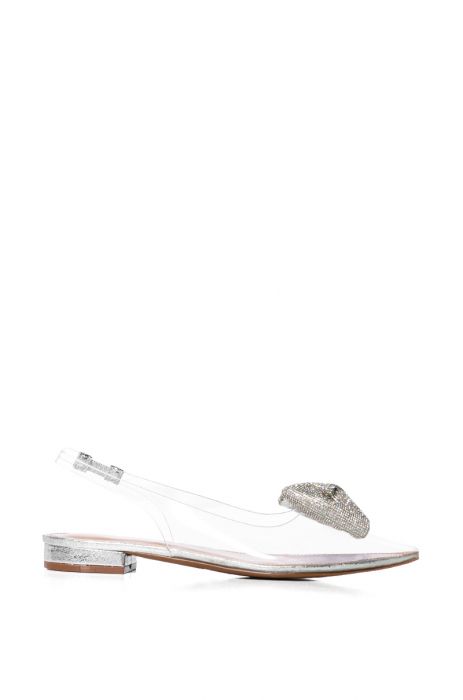 AZALEA WANG LOULOU CLEAR PVC BALLET FLAT IN SILVER
