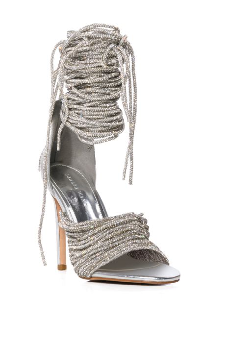 AZALEA WANG MIFFY SILVER STILETTO SANDAL IN SILVER