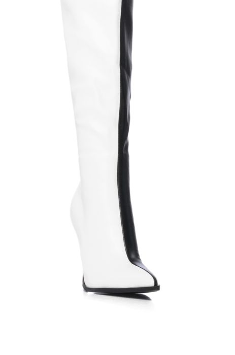 AZALEA WANG NEAPOLITAN TWO TONED THIGH HIGH BOOT