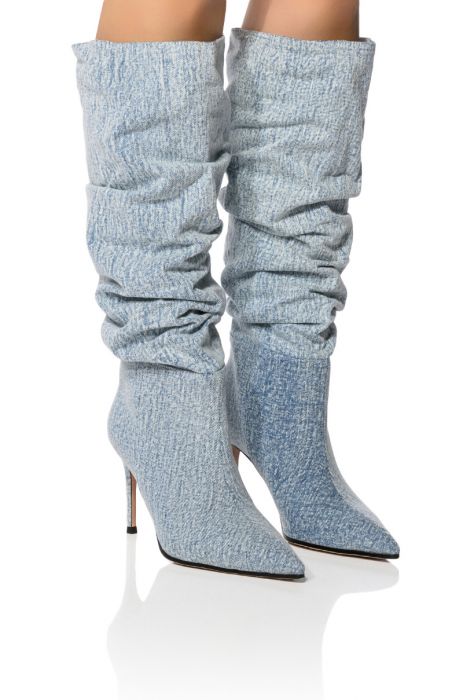 AZALEA WANG PENTAGON SLOUCH BOOT IN DENIM