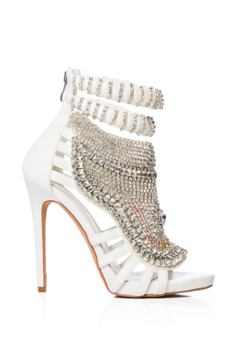 AZALEA WANG PUSH YOUR LUCK STILETTO SANDAL IN WHITE
