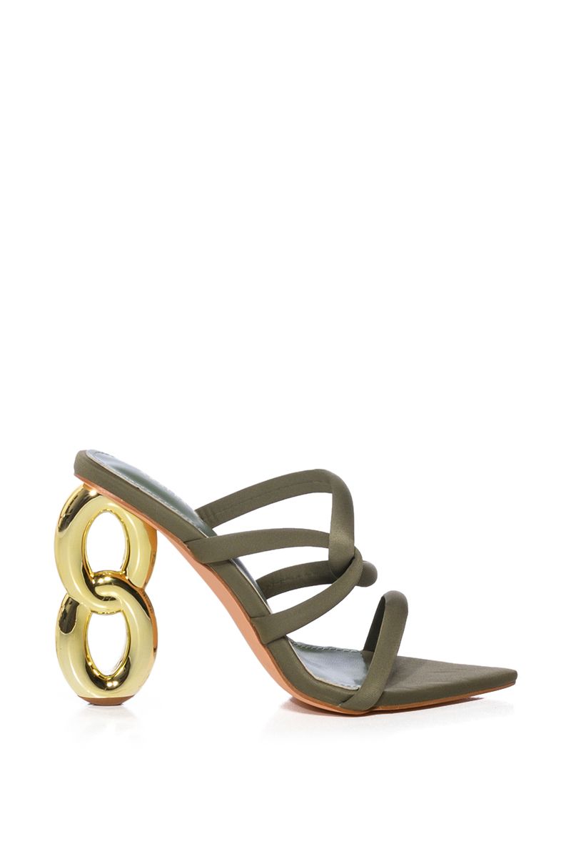 AZALEA WANG SO INFLUENTIAL CHAIN LINK HEEL SANDAL IN GREEN