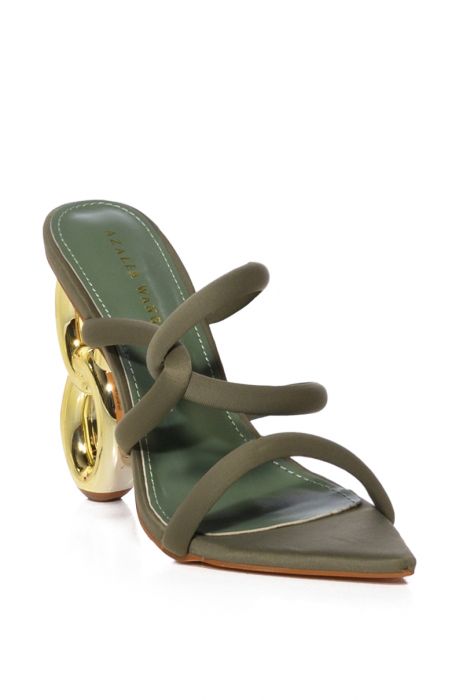 AZALEA WANG SO INFLUENTIAL CHAIN LINK HEEL SANDAL IN GREEN