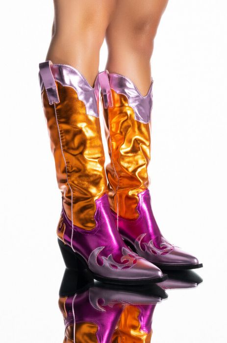 AZALEA WANG SPICE IT UP CHUNKY WESTERN BOOT IN MULTI