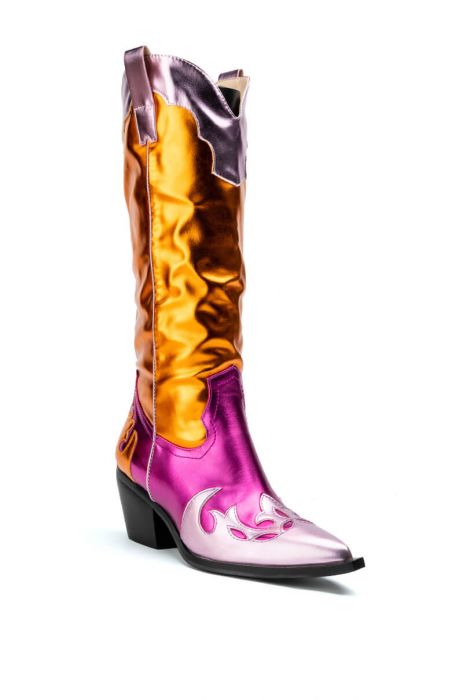 AZALEA WANG SPICE IT UP CHUNKY WESTERN BOOT IN MULTI