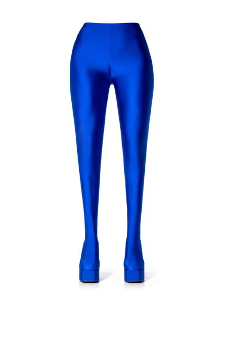 AZALEA WANG STAR STRETCH CHUNKY HEEL PANT BOOT IN BLUE