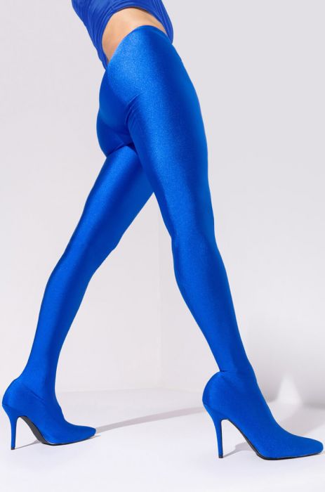 AZALEA WANG STAR STRETCH STILETTO PANT BOOT IN BLUE