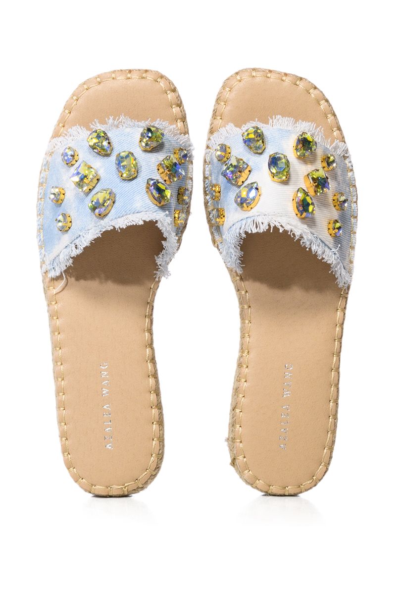 AZALEA WANG SUNBEAM EMBELLISHED FLAT ESPADRILLE SANDAL IN MULTI