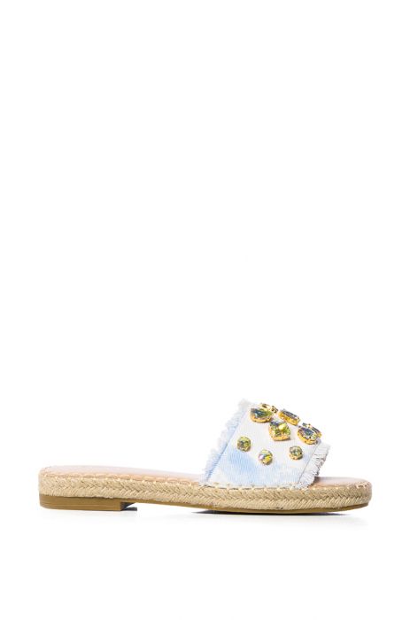 AZALEA WANG SUNBEAM EMBELLISHED FLAT ESPADRILLE SANDAL IN MULTI