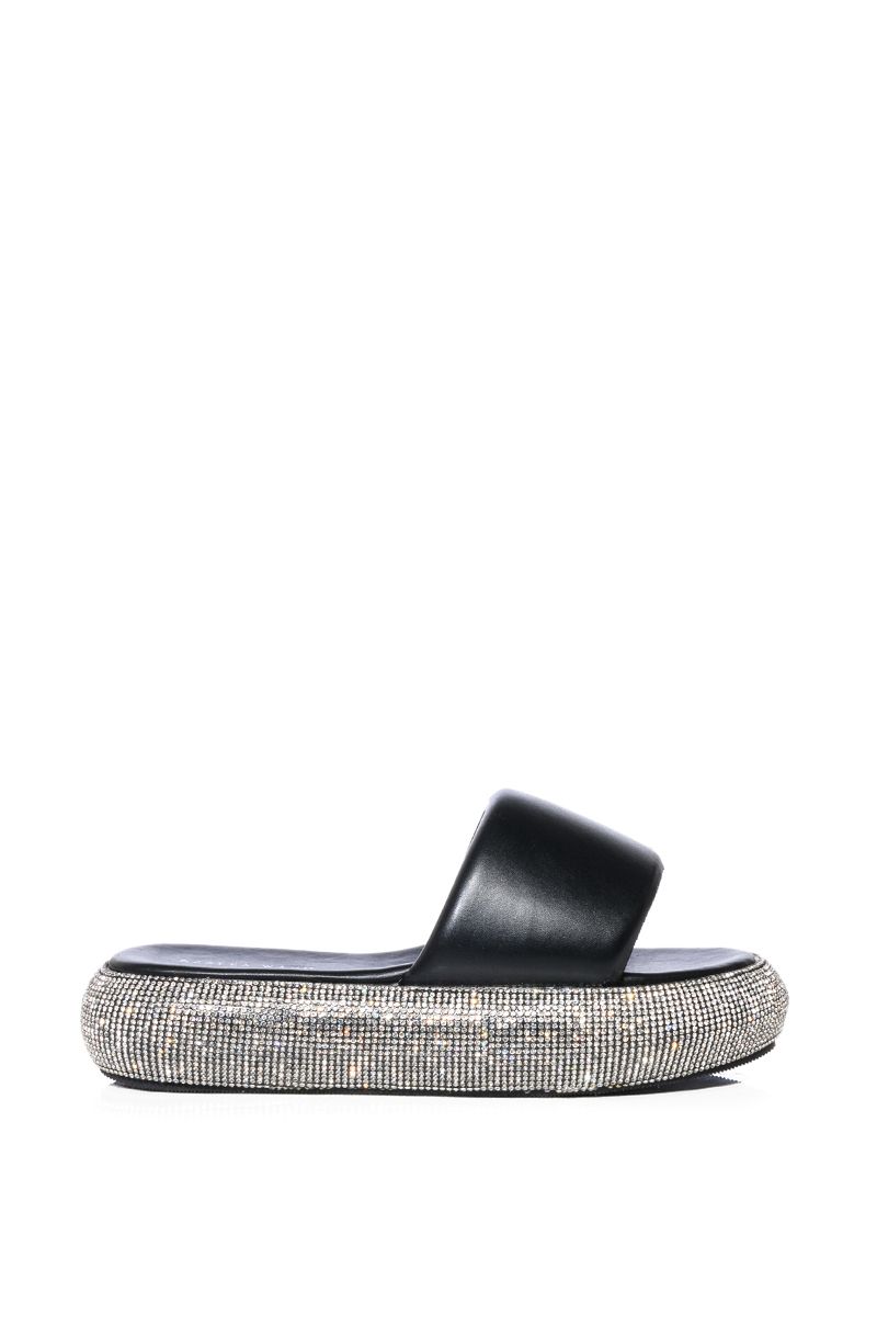 AZALEA WANG SUNNY DAYS RHINESTONE EMBELLISHED SANDAL IN BLACK