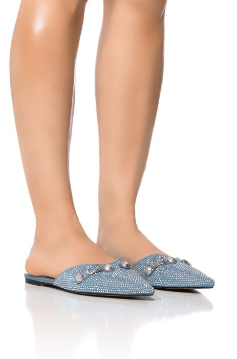 AZALEA WANG SUPER CHIC SLIP ON FLAT IN DENIM