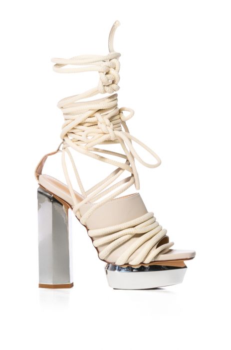 AZALEA WANG TAHITI CHUNKY PLATFORM ROPE SANDAL IN NUDE