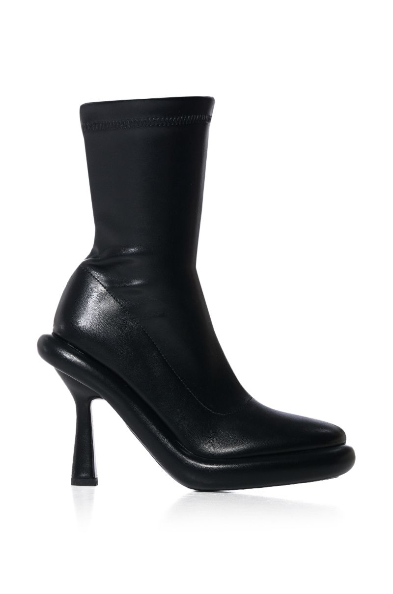 AZALEA WANG TARROW STILETTO PU BOOTIE IN BLACK