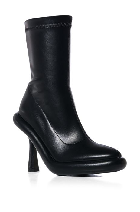 AZALEA WANG TARROW STILETTO PU BOOTIE IN BLACK