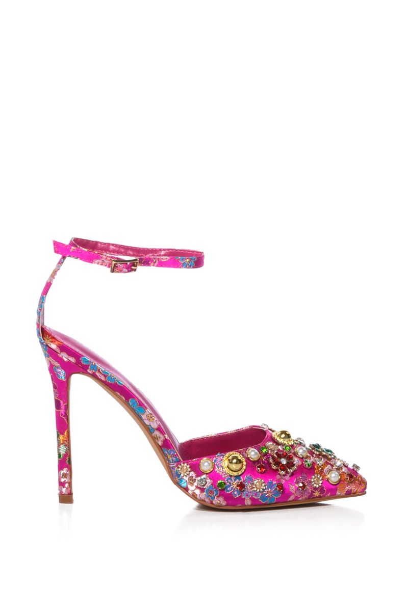 AZALEA WANG TEA TIME EMBELLISHED STILETTO PUMP IN FUCHSIA