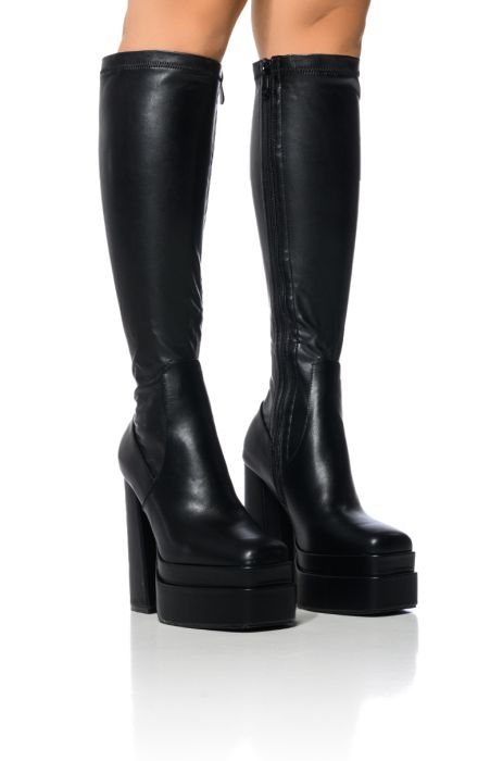 AZALEA WANG TO THE MAX CHUNKY STRETCH BOOT WITH 4 WAY STRETCH IN BLACK